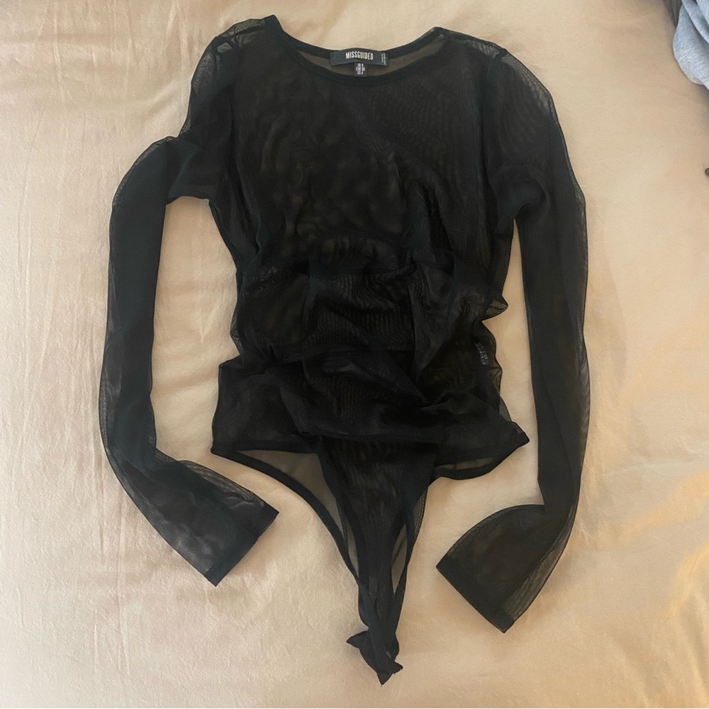 Missguided+ Black Sheer Bodysuit